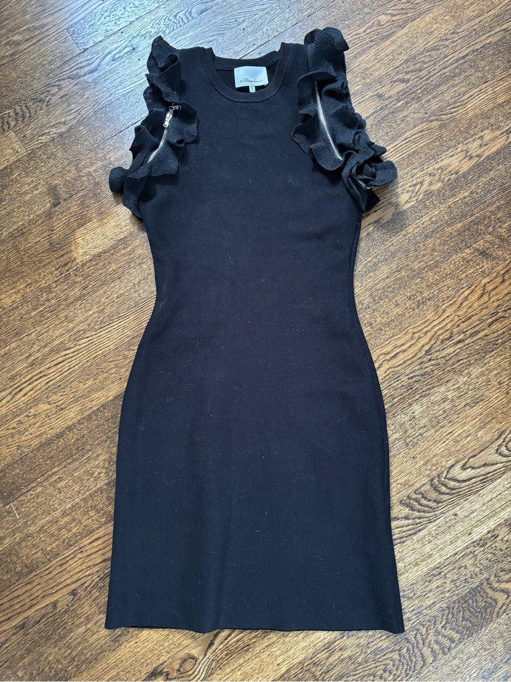 3.1 Phillip Lim Sleeveless Black Ruffle Knit Dress